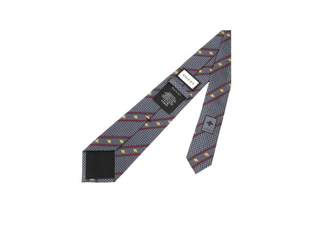 Gucci Gucci Bee And Web Silk Jacquard Tie Gray Red - view 3