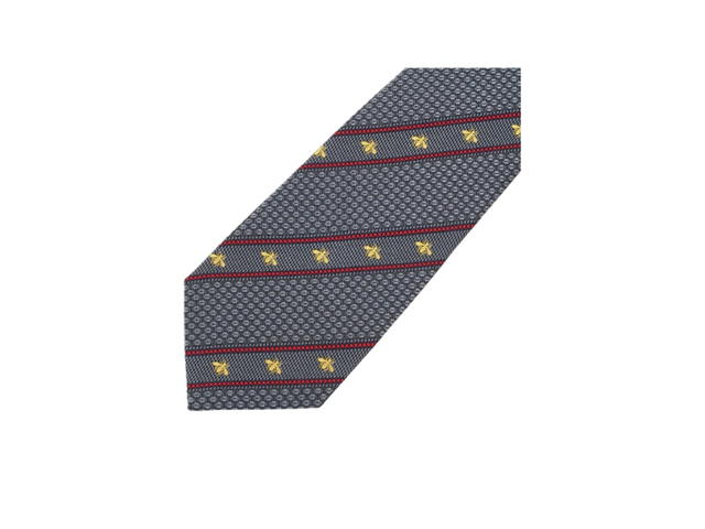 Gucci Gucci Bee And Web Silk Jacquard Tie Gray Red - view 4
