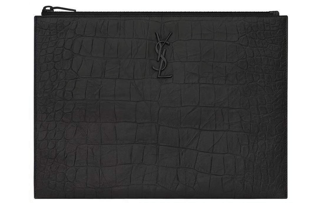Saint Laurent Saint Laurent Leather Clutch Tablet Bag IPad Storage Bag Shoulder Bag Regular Men's Black