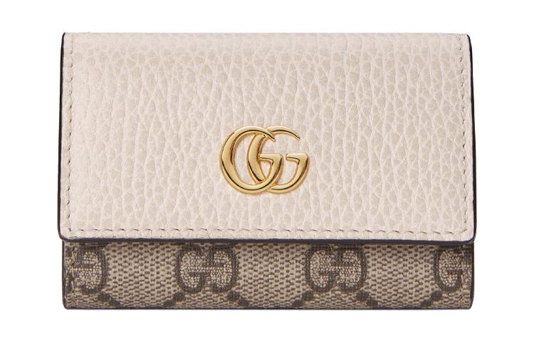 Gucci Gucci Marmont Canvas With Leather Key Pouch Women's Ebony & White