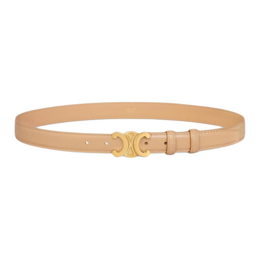 Celine Celine Calfskin Leather Belts Women's Beige 2.5CM