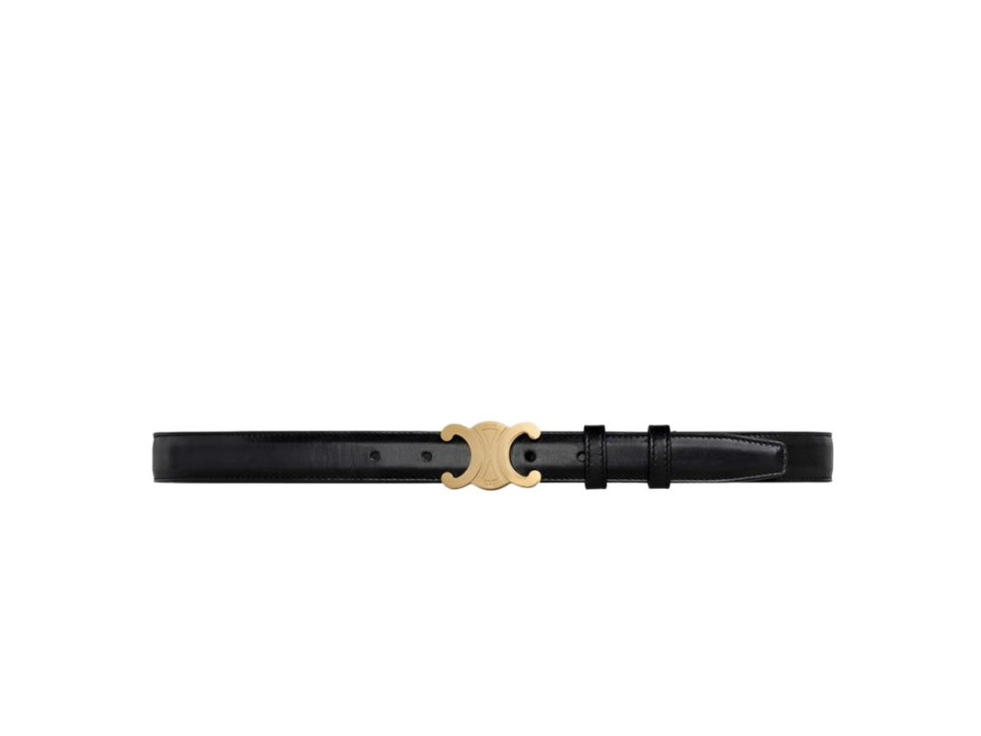 Celine Celine Medium Triomphe Belt 25MM In Taurillon Leather With Gold Finishing Black