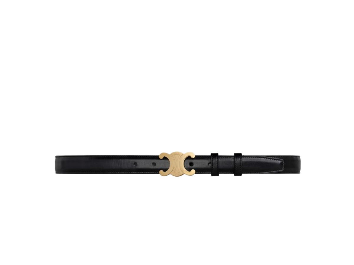 Celine Celine Medium Triomphe Belt 25MM In Taurillon Leather With Gold Finishing Black