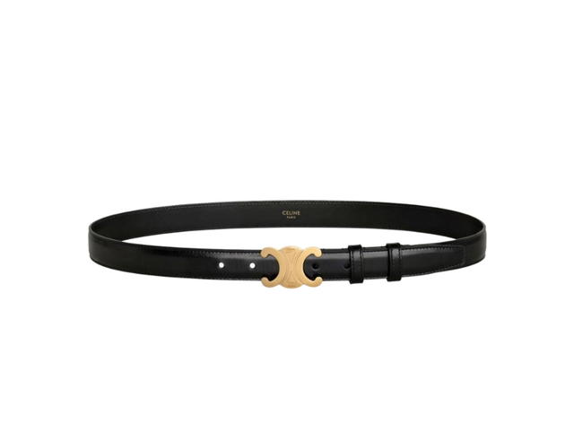 Celine Celine Medium Triomphe Belt 25MM In Taurillon Leather With Gold Finishing Black - view 2
