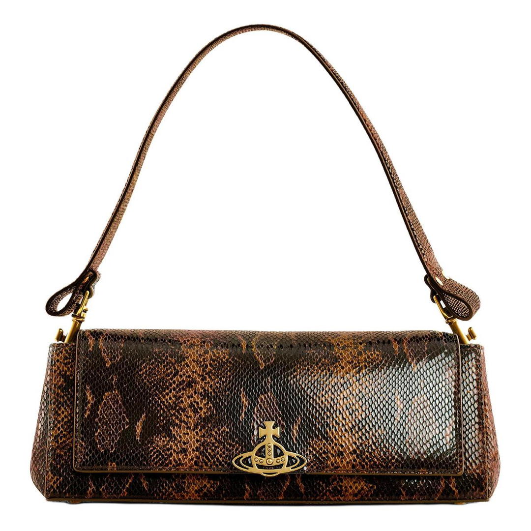Vivienne Westwood Vivienne Westwood HAZEL Leather One Shoulder Handbags Large Size Women's Dark Brown