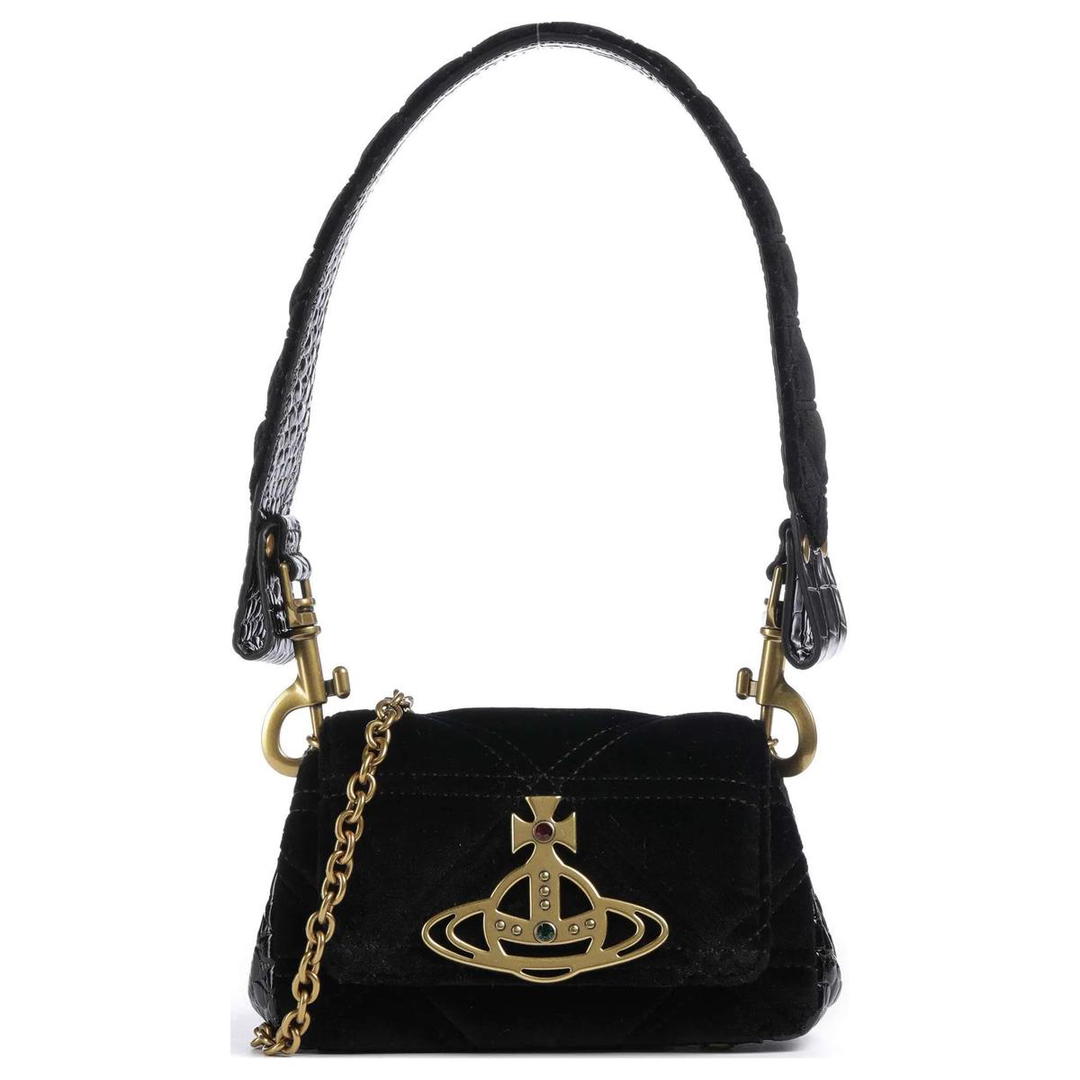 Vivienne Westwood Vivienne Westwood HAZEL Cotton Crossbody Bag, Shoulder Bag Small Size Women's Black