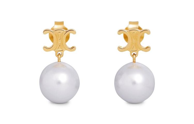 Celine CELINE Les Perles CELINE Earrings In Brass With Gold Finish And Glass Pearls
