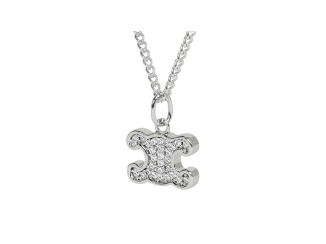 Celine Celine Triomphe Rhinestone Necklace In Brass With Rhodium Finish And Crystals Silver - view 1