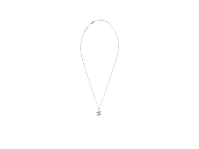 Celine Celine Triomphe Rhinestone Necklace In Brass With Rhodium Finish And Crystals Silver - view 3