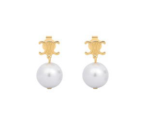 Buy Celine Les Perles Celine Earrings In Brass With Gold Finish And Resin Pearls at Sasom – Authentic and Ready to Ship