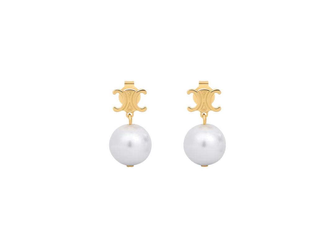 Celine Celine Les Perles Celine Earrings In Brass With Gold Finish And Resin Pearls