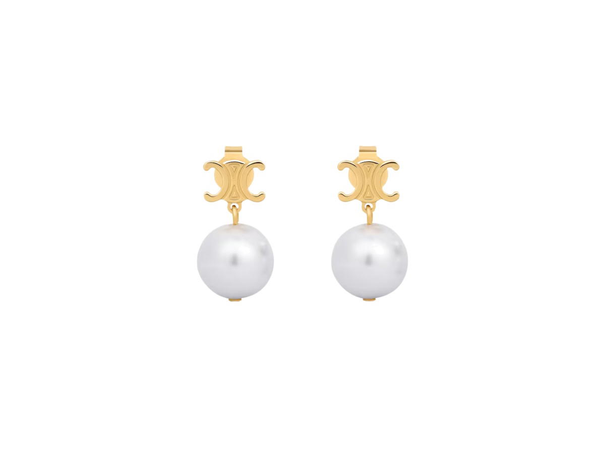 Celine Celine Les Perles Celine Earrings In Brass With Gold Finish And Resin Pearls