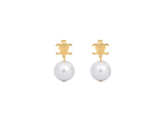Celine Celine Les Perles Celine Earrings In Brass With Gold Finish And Resin Pearls - view 1