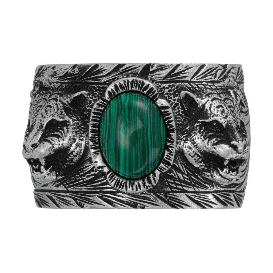 Gucci Gucci 925 Sterling Silver With Artificial Jade Rings Men's
