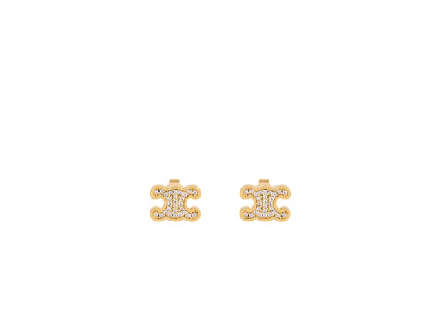 Celine Celine Triomphe Rhinestone Studs In Strass And Brass With Gold Finish - view 1