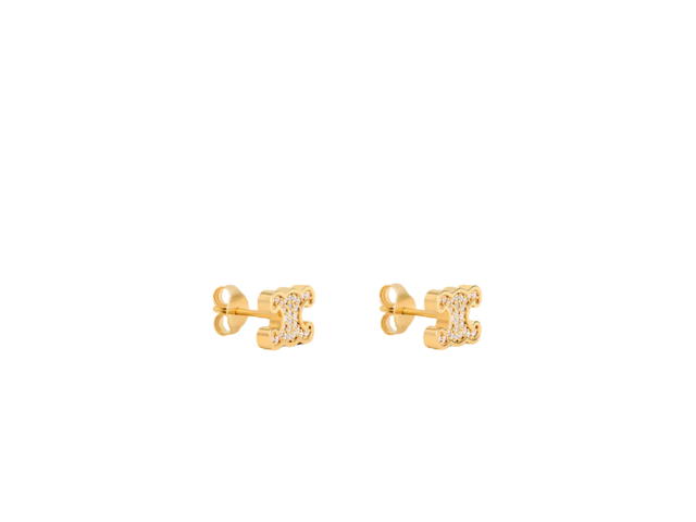 Celine Celine Triomphe Rhinestone Studs In Strass And Brass With Gold Finish - view 2