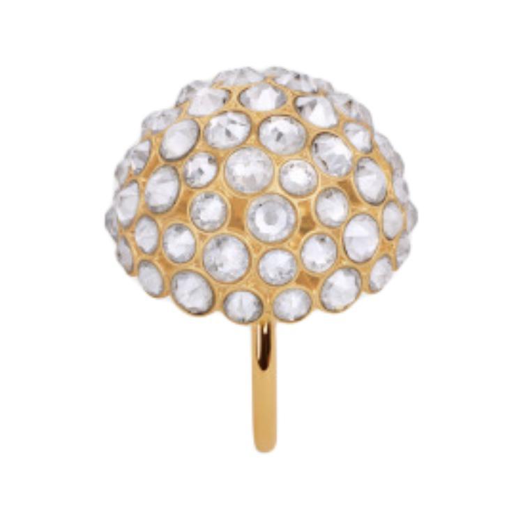 Celine Celine Brass, Rhinestone Rings Women's Gold