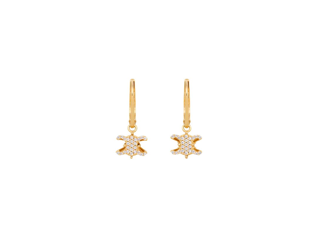 Celine Celine Triomphe Solitaire Sparkle Earrings In Strass And Brass With Gold Finish