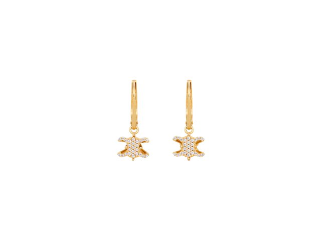 Celine Celine Triomphe Solitaire Sparkle Earrings In Strass And Brass With Gold Finish - view 1