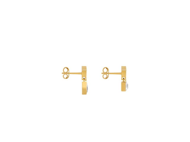 Celine Celine Triomphe Twinkle Earrings In Strass And Brass With Gold Finish Gold - view 3