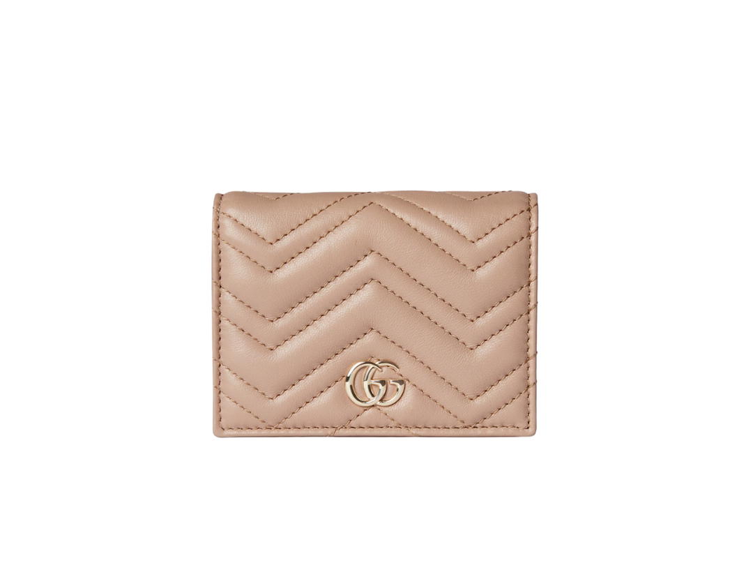 Gucci Gucci GG Marmont Card Case Wallet Pink Beige