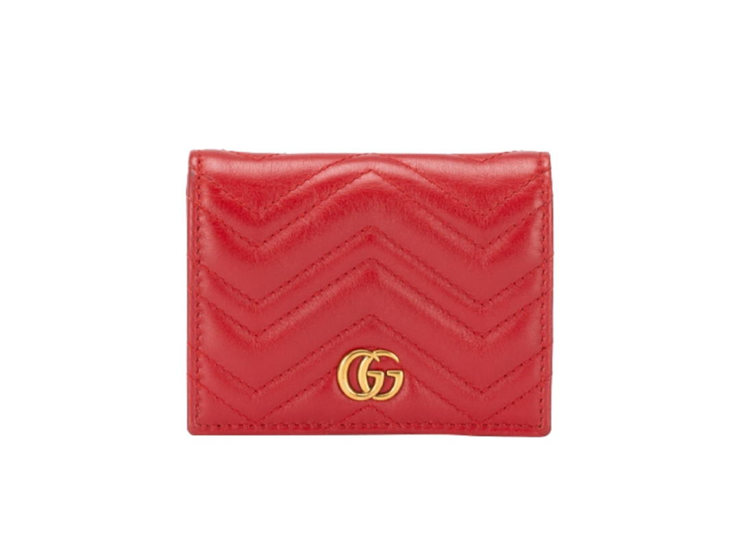 Gucci Gucci GG Marmont Matelasse Small Wallet Hibiscus Red