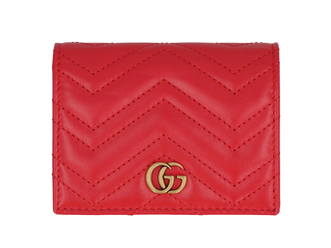 Gucci Gucci Gg Marmont Quilted Leather Card Holderred Calf 100