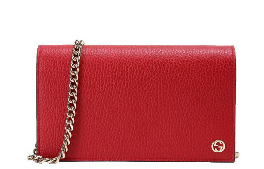 Gucci Gucci Cow Leather Chain Wallet Shoulder Bag Crossbody Bag Women's Red