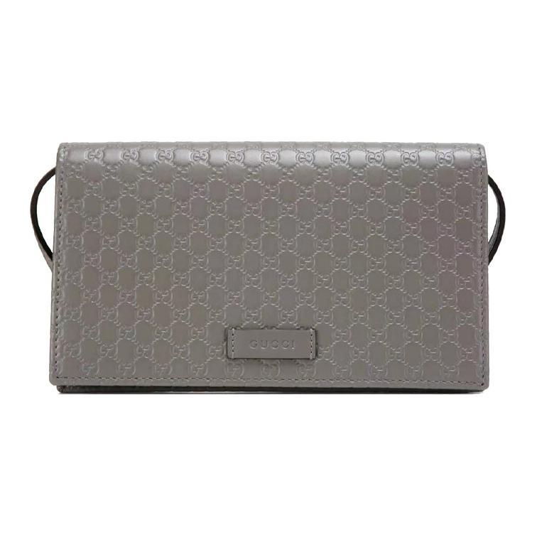 Gucci Gucci Leather Shoulder Bag Crossbody Bag Women's Gray