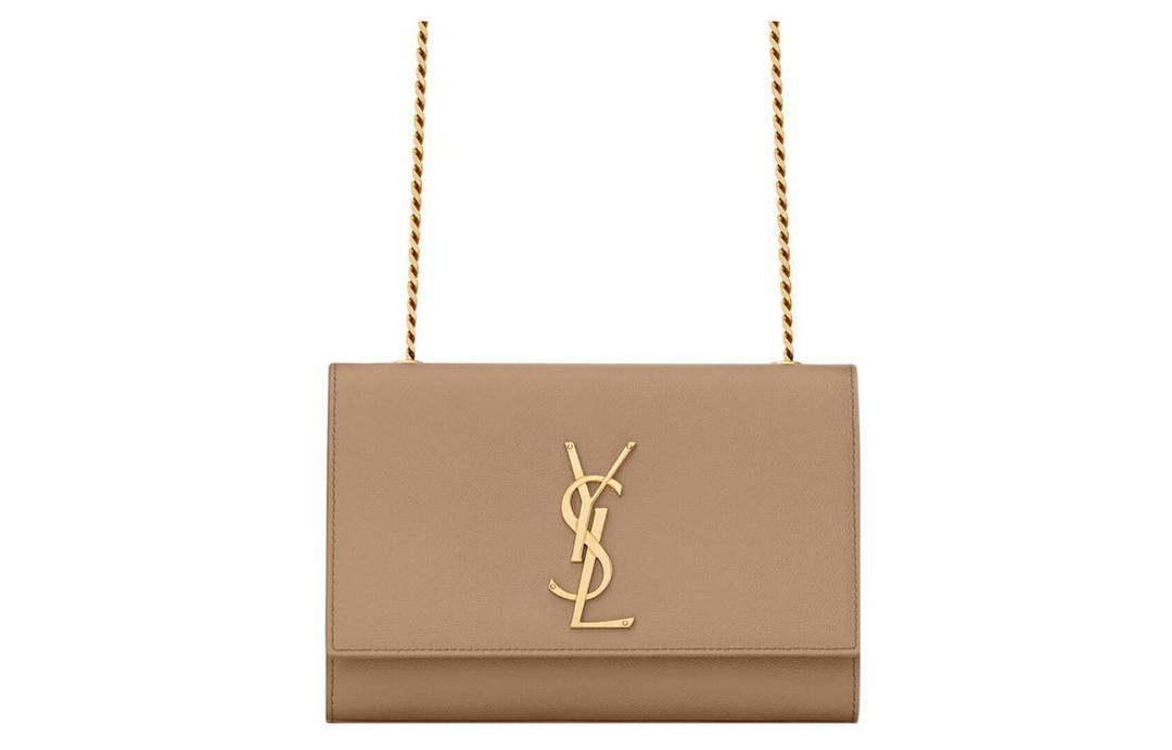 Saint Laurent Saint Laurent KATE Calfskin Shoulder Bag Crossbody Bag Small Size Women's Taupe