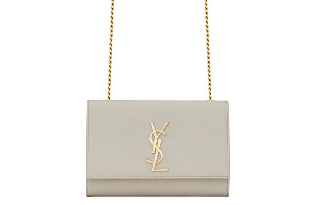 Saint Laurent SAINT LAURENT Grained Embossed Leather Chain Bag Crossbody Bag Shoulder Bag Women's White