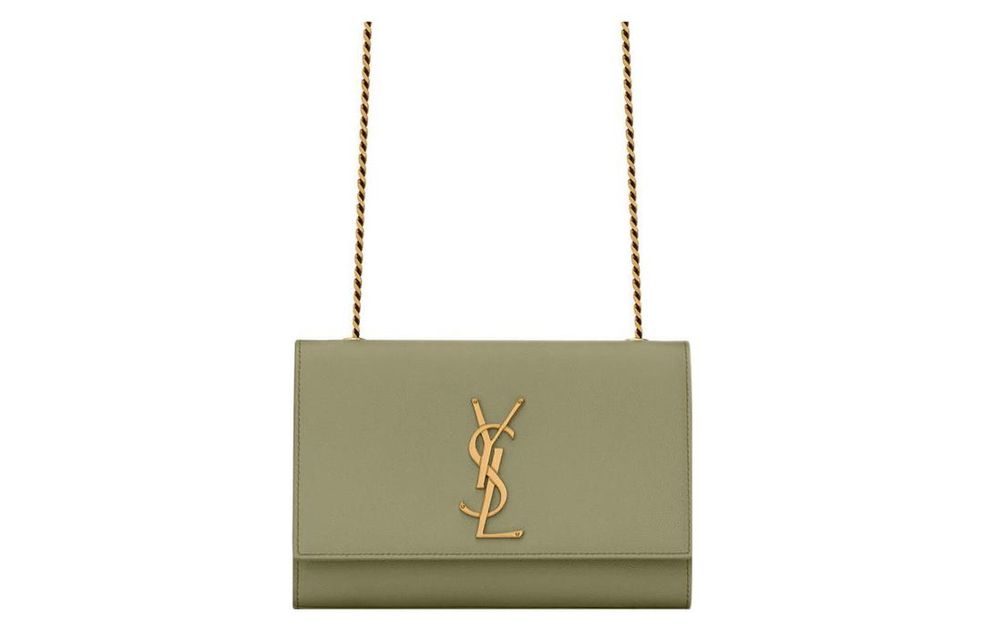 Saint Laurent Saint Laurent KATE Cow Leather Small Square Bag Crossbody Bag Shoulder Bag Women's Light Gray Green