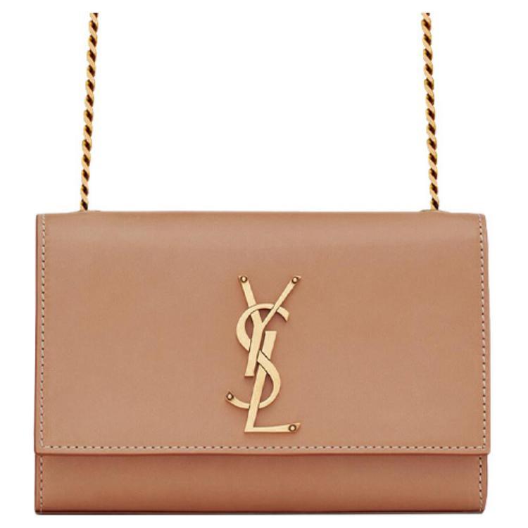 Saint Laurent Saint Laurent KATE Leather Shoulder Bag Crossbody Bag Small Size Women's Brown Gold/Brown Yellow