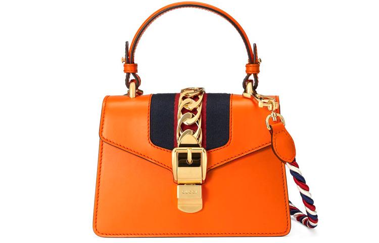 Gucci Gucci Sylvie Leather Shoulder Bag Crossbody Bag Handbag Mini Women's Orange