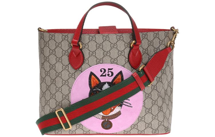 Gucci Gucci Canvas With Leather Tote Bag Shopping Bag Handbag Shoulder Bag Crossbody Bag Regular Women's Ebony/Pink/Red