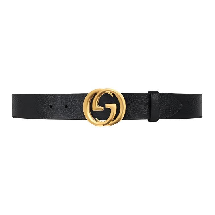 Gucci Gucci Leather Belts Unisex Black Width 4cm