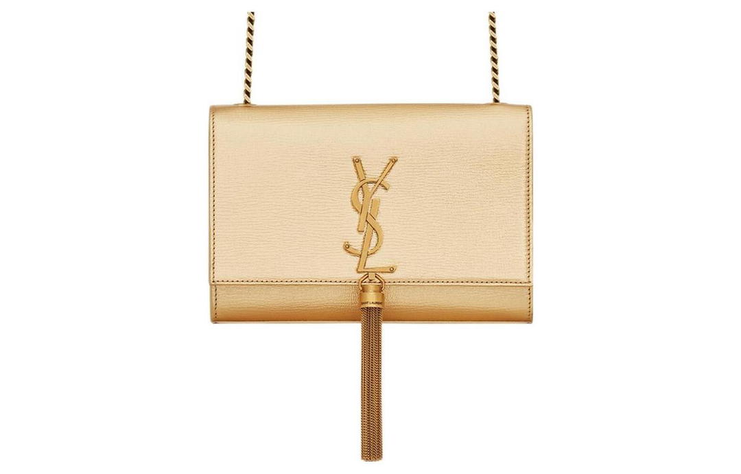 Saint Laurent Saint Laurent KATE Cow Leather Fringe Shoulder Bag Crossbody Bag Small Size Women's Gold