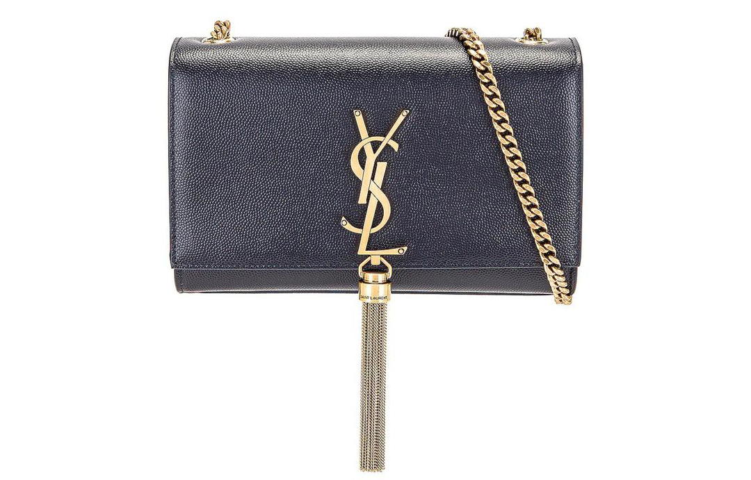 Saint Laurent Saint Laurent Grain Embossed Leather Chain Crossbody Bag, Shoulder Bag Women's Dark Blue