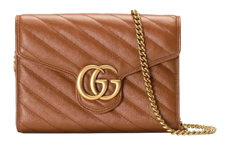 Gucci Gucci Marmont Quilting Leather Envelope Bag Crossbody Bag Shoulder Bag Women's Brown