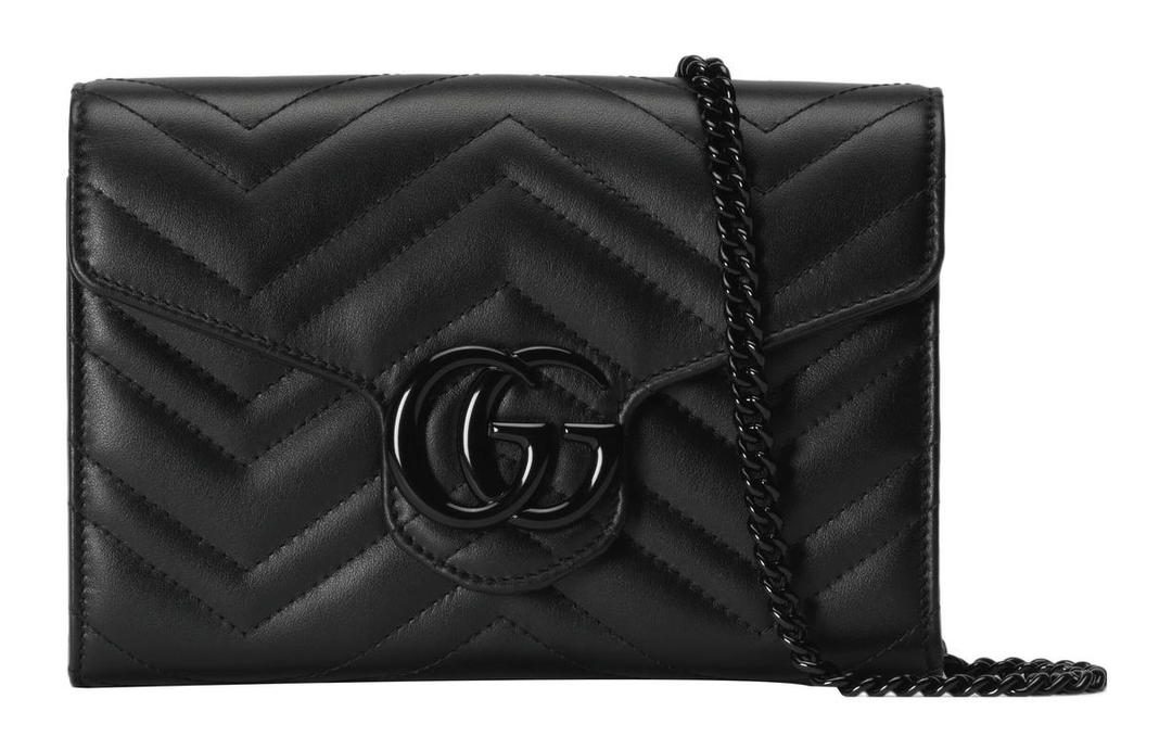 Gucci Gucci GG Marmont Leather Shoulder Bag Crossbody Bag Mini Women's Black