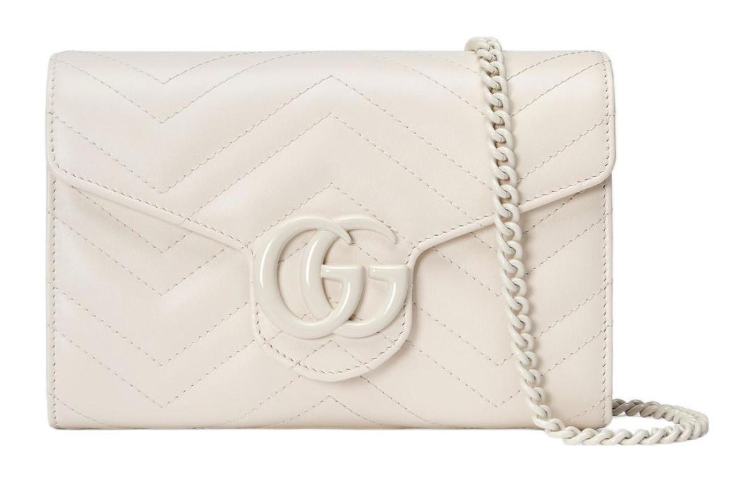 Gucci Gucci GG Marmont Leather Shoulder Bag, Crossbody Bag Mini Women's White