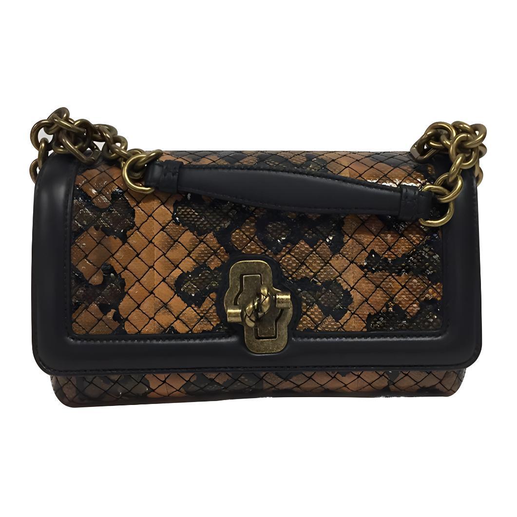 Bottega Veneta Bottega Veneta Napa Calf Leather Crossbody Bag Shoulder Bag Women's Yellow & Black