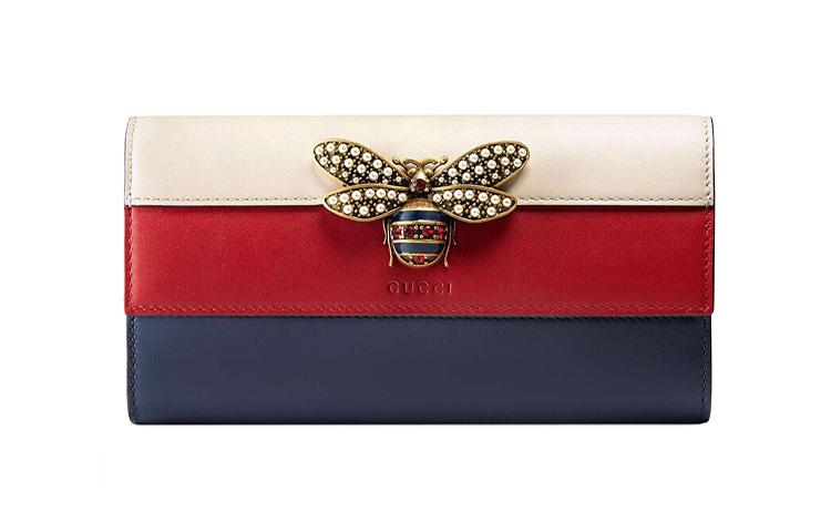 Gucci Gucci Queen Margaret Leather Wallet Women's Red White Blue Multicolor
