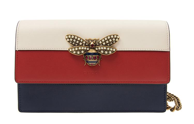 Gucci Gucci Queen Margaret Leather Crossbody Bag Shoulder Bag Women's White Red Blue Stripes