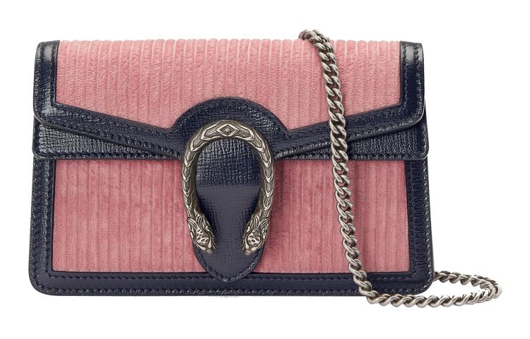 Gucci Gucci Dionysus Corduroy Shoulder Bag Crossbody Bag Women's Pink/Dark Blue