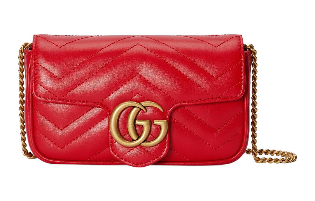 Gucci Gucci Marmont Leather Crossbody Bag Shoulder Bag Extra Mini Women's Red