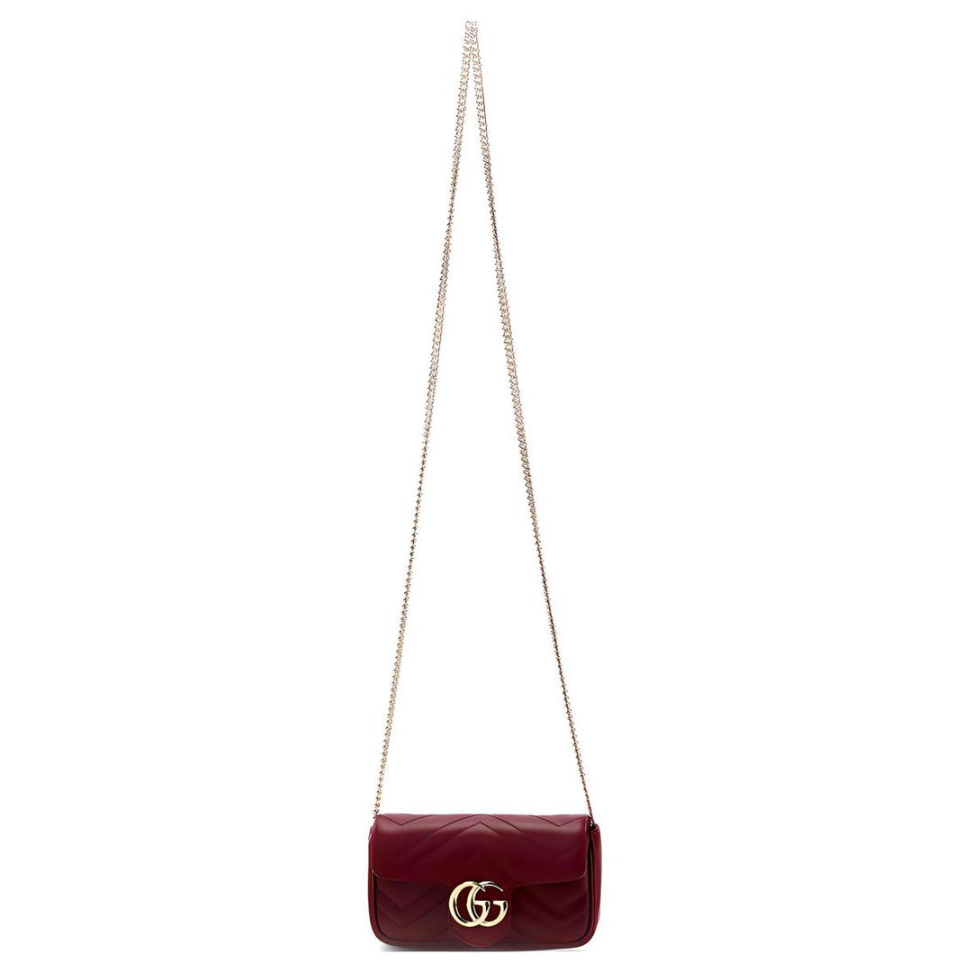 Gucci Gucci GG Marmont Leather Shoulder Bag Crossbody Bag Extra Mini Women's Burgundy