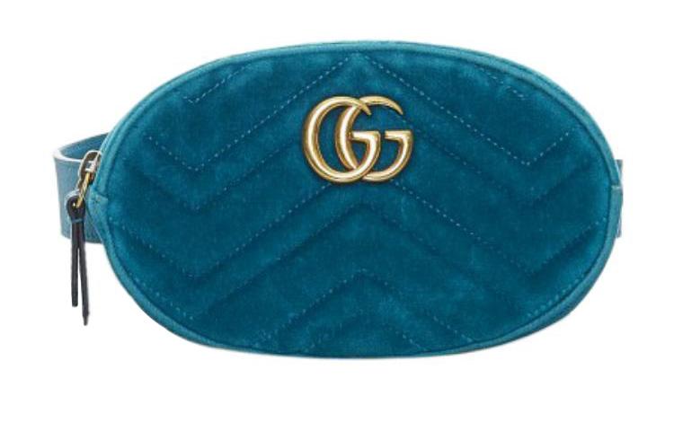 Gucci Gucci GG Marmont Velvet Sling Bag Fanny Pack Women's Turquoise