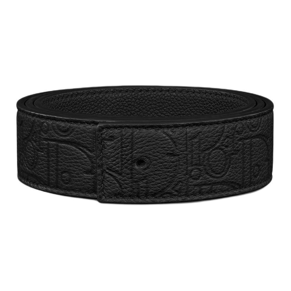 Dior Dior Cow Leather Belt Unisex Black Width 3.5CM