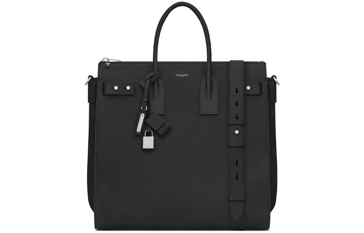 Saint Laurent Saint Laurent SAC DE JOUR Calfskin Grained Leather Tote Bag Shopping Bag Handbag Men's Black